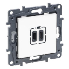 Розетка USB Тип С+C 15 Вт 5 В колір Білий NILOE STEP