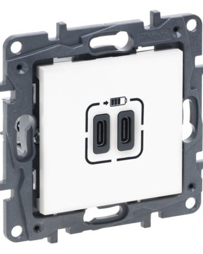 Розетка USB Тип С+C 15 Вт 5 В цвет белый NILOE STEP