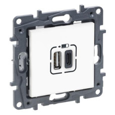 Розетка USB Тип А+C 12Вт+15Вт 5 В колір Білий NILOE STEP