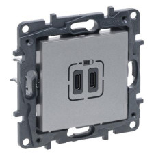 Розетка USB Тип С+C 15 Вт 5 В колір Алюміній NILOE STEP