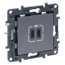 Розетка USB Тип С+C 15 Вт 5 В колір Сталь NILOE STEP