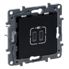 Розетка USB Тип С+C 15 Вт 5 В колір Чорний NILOE STEP