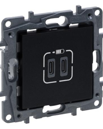 Розетка USB Тип С+C 15 Вт 5 В цвет черный NILOE STEP