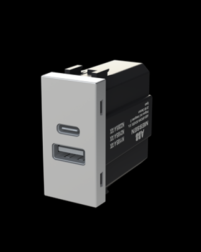 Usb-зарядка 2a zenit срібл./ 1 мод., 2cla218520n1301, abb