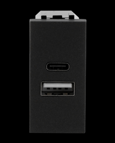 Usb-зарядка 2a zenit антрацит/ 1 мод., 2cla218520n1801, abb