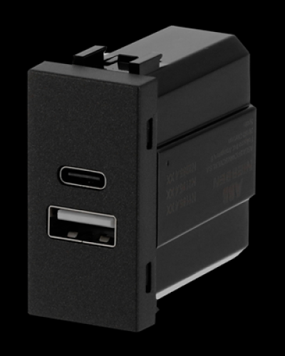 Usb-зарядка 2a zenit антрацит/ 1 мод., 2cla218520n1801, abb