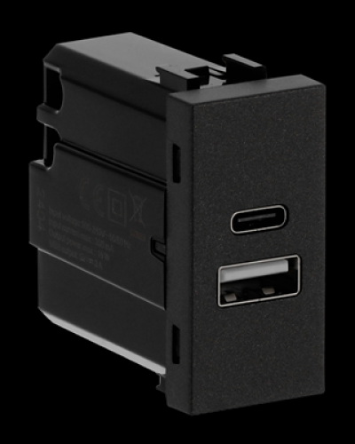 Usb-зарядка 2a zenit антрацит/ 1 мод., 2cla218520n1801, abb