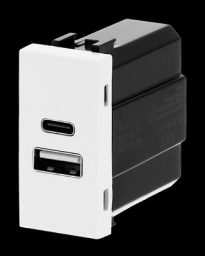 Usb-зарядка 2a zenit білий/ 1 мод., 2cla218520n1101, abb