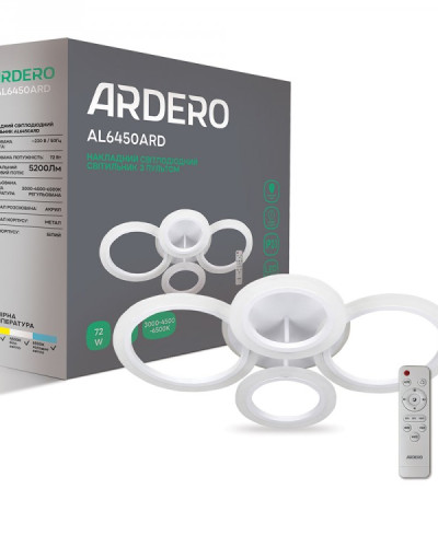 Світлодіодна Люстра з пультом Ardero AL6450ARD SOFT R 72Вт 3000-6500К IP20