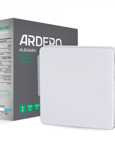 Накладний світлодіодний світильник Ardero AL802ARD 18W ІР40 квадрат