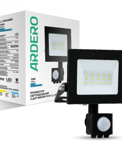 Світлодіодний прожектор Ardero LL-2010ARD 10Вт 6500K IP65 з датчиком руху