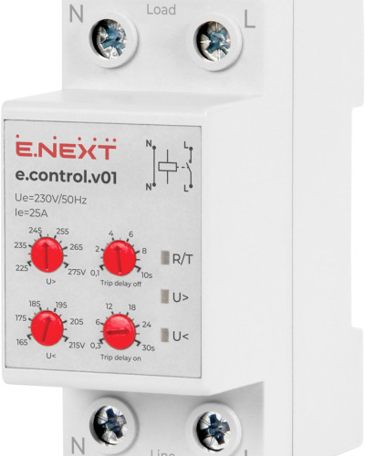 Реле контролю напруги однофазне e.control.v01, 25А