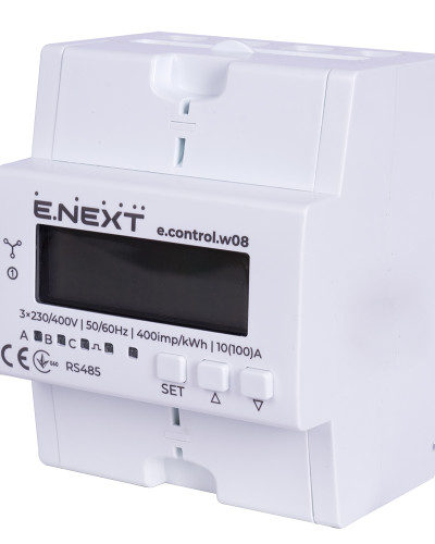 Лічильник трифазний e.control.w08 10(100)А електронний клас 1.0 (некомерц.) RS485