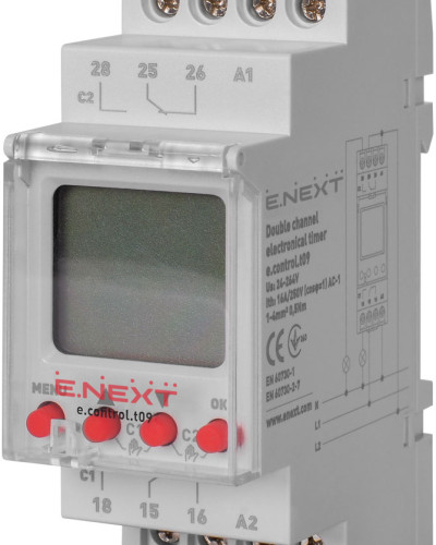 Реле часу електронне двоканальне e.control.t09