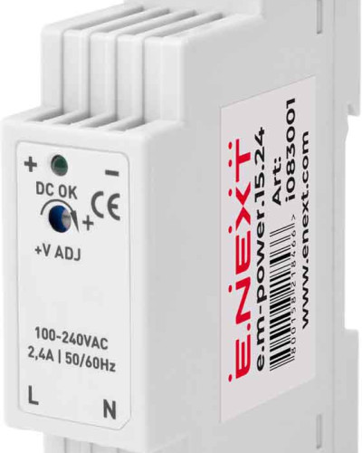 Блок живлення на DIN-рейку e.m-power.15.24 15Вт, DC24В