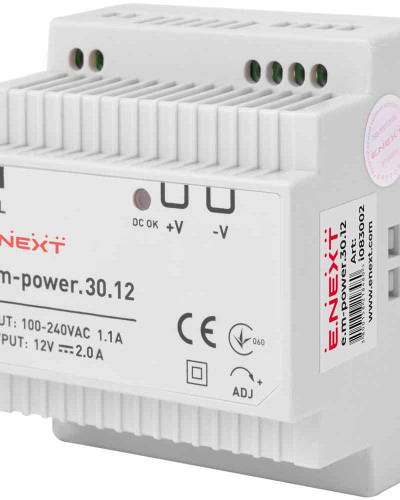 Блок живлення на DIN-рейку e.m-power.30.12 30Вт, DC12В