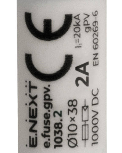 Запобіжник плавкий e.fuse.gpv.1038.2, 10x38, gPV, 2A, 1000VDC, 20kA