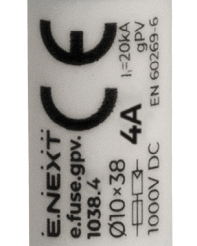 Запобіжник плавкий e.fuse.gpv.1038.4, 10x38, gPV, 4A, 1000VDC, 20kA
