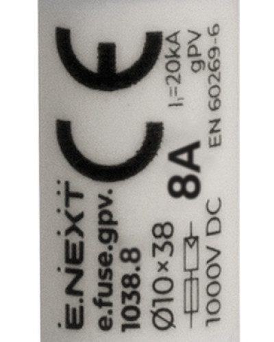 Запобіжник плавкий e.fuse.gpv.1038.8,  10x38, gPV, 8A, 1000VDC, 20kA