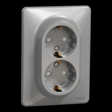 Двойная розетка 2P+E с заземляющим контактом, Алюминий Sedna Design Schneider Electric SDD313221