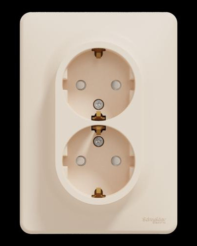 Двойная розетка 2P+E с заземляющим контактом, Бежевый Sedna Design Schneider Electric SDD312221