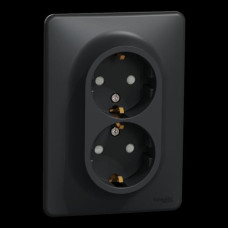 Двойная розетка 2P+E с заземляющим контактом, Черный Sedna Design Schneider Electric SDD314221