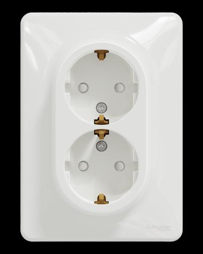 Двойная розетка 2P+E с заземляющим контактом Белый Sedna Design Schneider Electric SDD311221