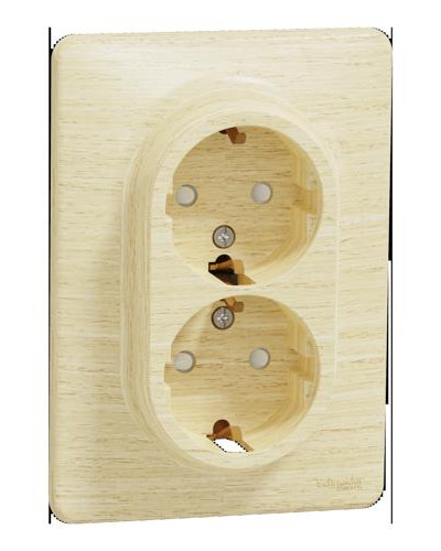 Двойная розетка 2P+E с заземляющим контактом Sedna Design & Elements, Береза-имитация дерева, SDD380221 Schneider Electric