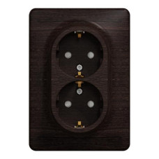 Двойная розетка 2P+E с заземляющим контактом Sedna Design & Elements, Венге- имитация дерева, SDD381221 Schneider Electric