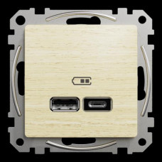 Двойная USB-розетка типа А+С,Sedna Design & Elements, Береза - имитация дерева, SDD180402 Schneider Electric