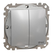Двухклавишный выключатель со степенью защиты IP44, Алюминий Sedna Design