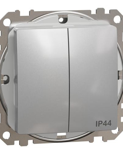 Двухклавишный выключатель со степенью защиты IP44, Алюминий Sedna Design