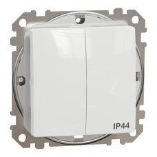 Двухклавишный выключатель со степенью защиты IP44, Белый Sedna Design