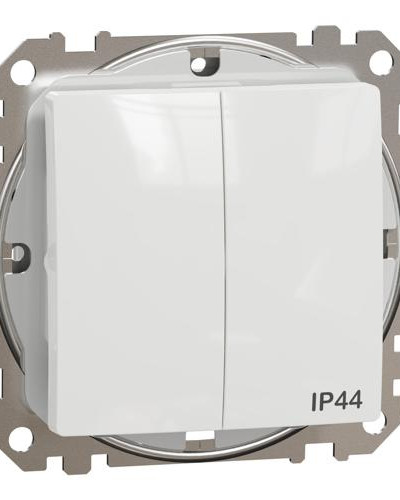 Двухклавишный выключатель со степенью защиты IP44, Белый Sedna Design