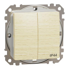 Двухклавишный выключатель со степенью защиты IP44, Береза Sedna Elements