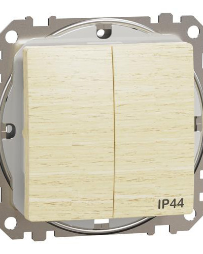 Двухклавишный выключатель со степенью защиты IP44, Береза Sedna Elements