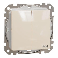 Двухклавишный выключатель со степенью защиты IP44,Бежевый Sedna Design