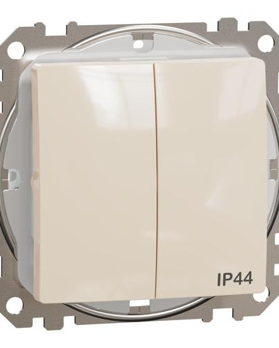Двухклавишный выключатель со степенью защиты IP44,Бежевый Sedna Design