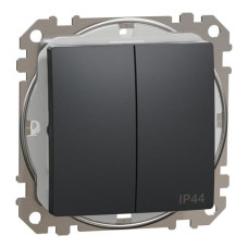Двухклавишный выключатель со степенью защиты IP44,Черный Sedna Design