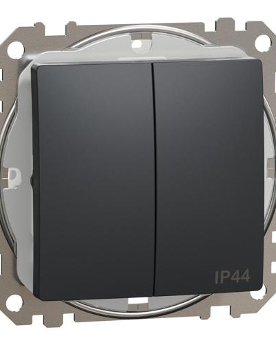 Двухклавишный выключатель со степенью защиты IP44,Черный Sedna Design