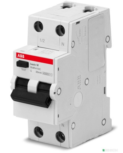 Дифференциальный выключатель ABB Basic BMR415C10 1P+N 10А 30мА тип AC BASIC M, ABB 2CSR645041R1104