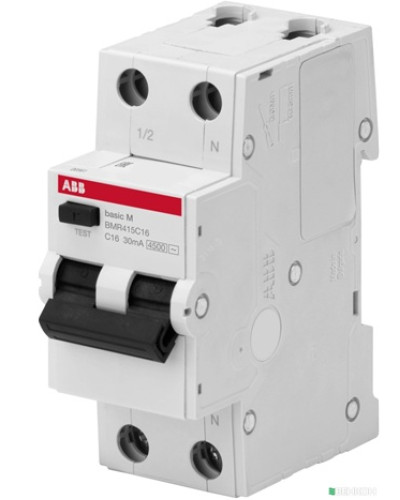 Дифференциальный выключатель ABB Basic BMR415C16 1P+N 16А 30мА тип AC BASIC M, ABB 2CSR645041R1164