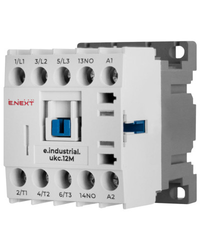 Контактор e.industrial.ukc.12M.220.NO, 12А, 220В, no, малогабаритний