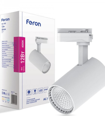 Трековий світильник Feron AL102 12W 4000К IP40 білий
