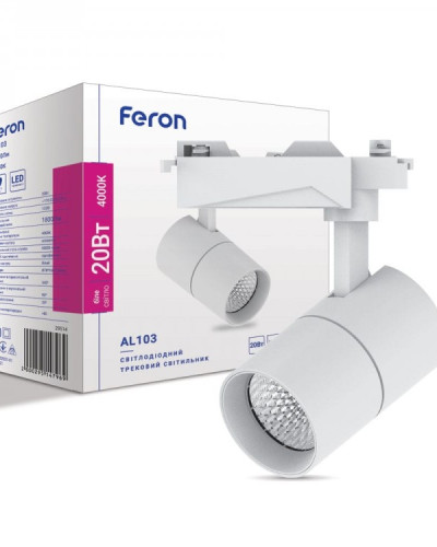 Трековий світильник Feron AL103 20W 4000К IP40 білий