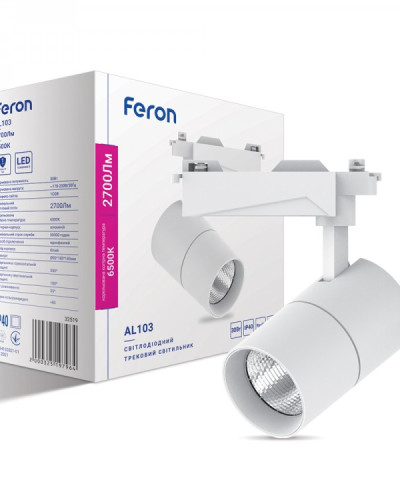 Трековий світильник Feron AL103 30W 6500К IP40 білий
