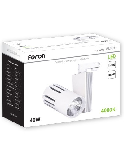 Трековий світильник Feron AL105 40W 4000К IP40 білий