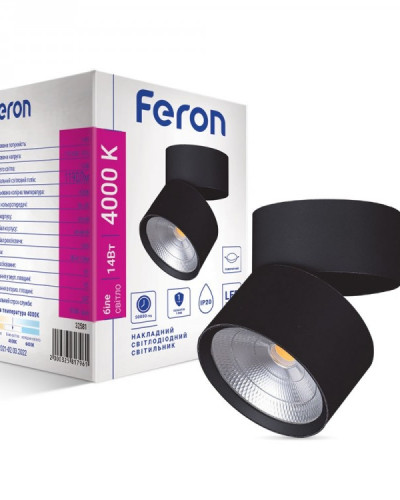 Накладний світлодіодний світильник Feron AL541 14Вт 4000К IP20 чорний