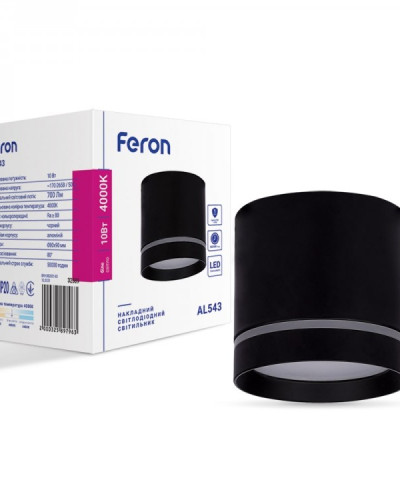 Накладний світлодіодний світильник Feron AL543 10Вт 4000К IP20 чорний