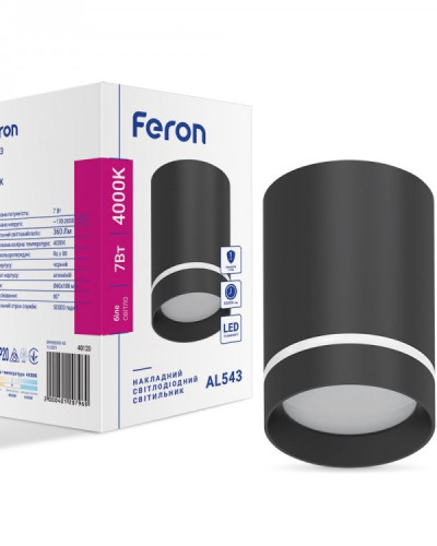 Накладний світлодіодний світильник Feron AL543 7Вт 4000К IP20 чорний